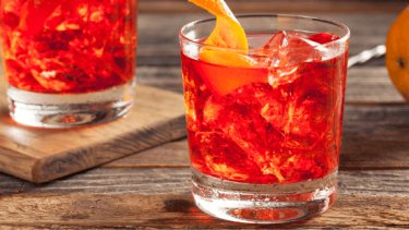 A negroni cocktail in a glass
